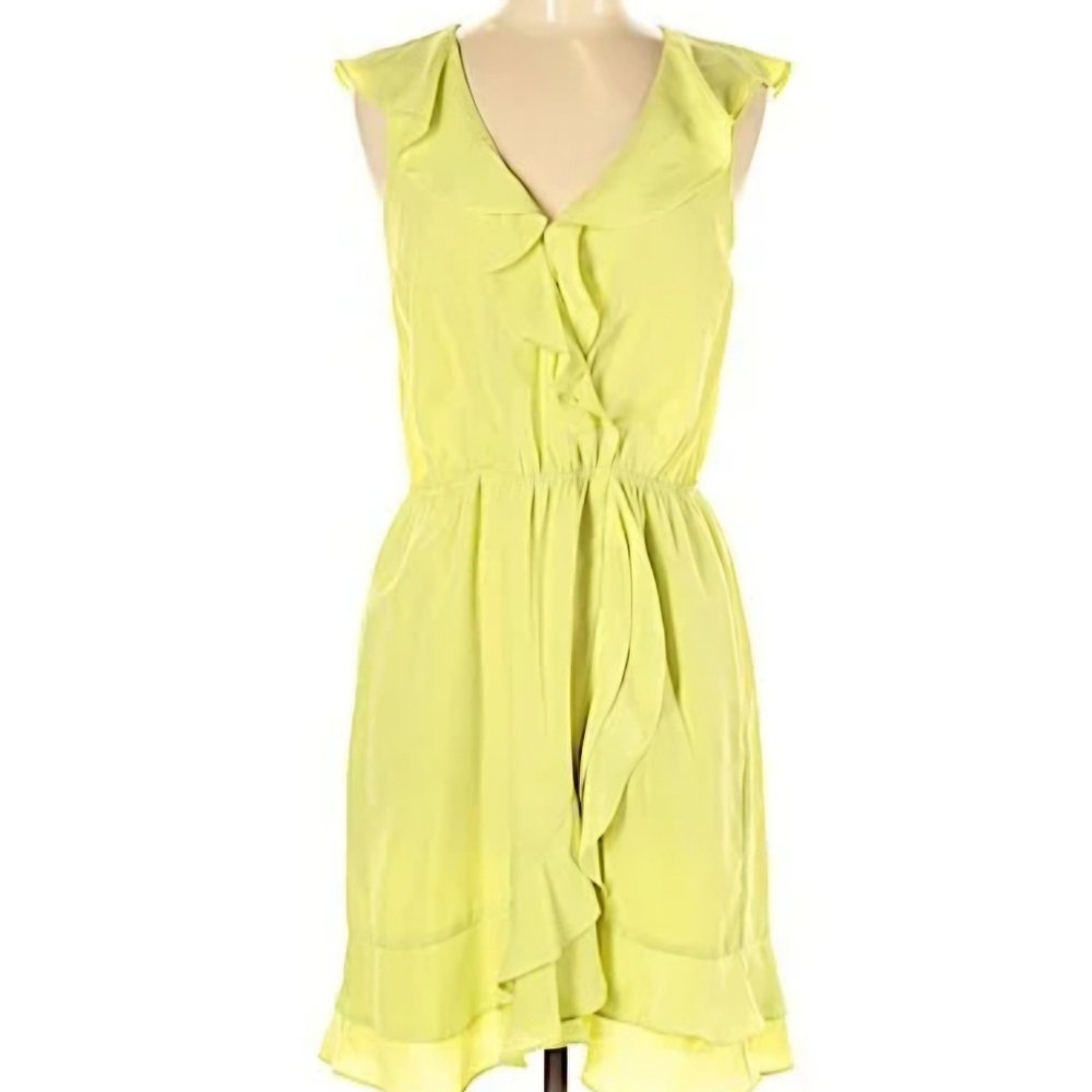 BCBGengeration yellow ruffle dress,  size medium